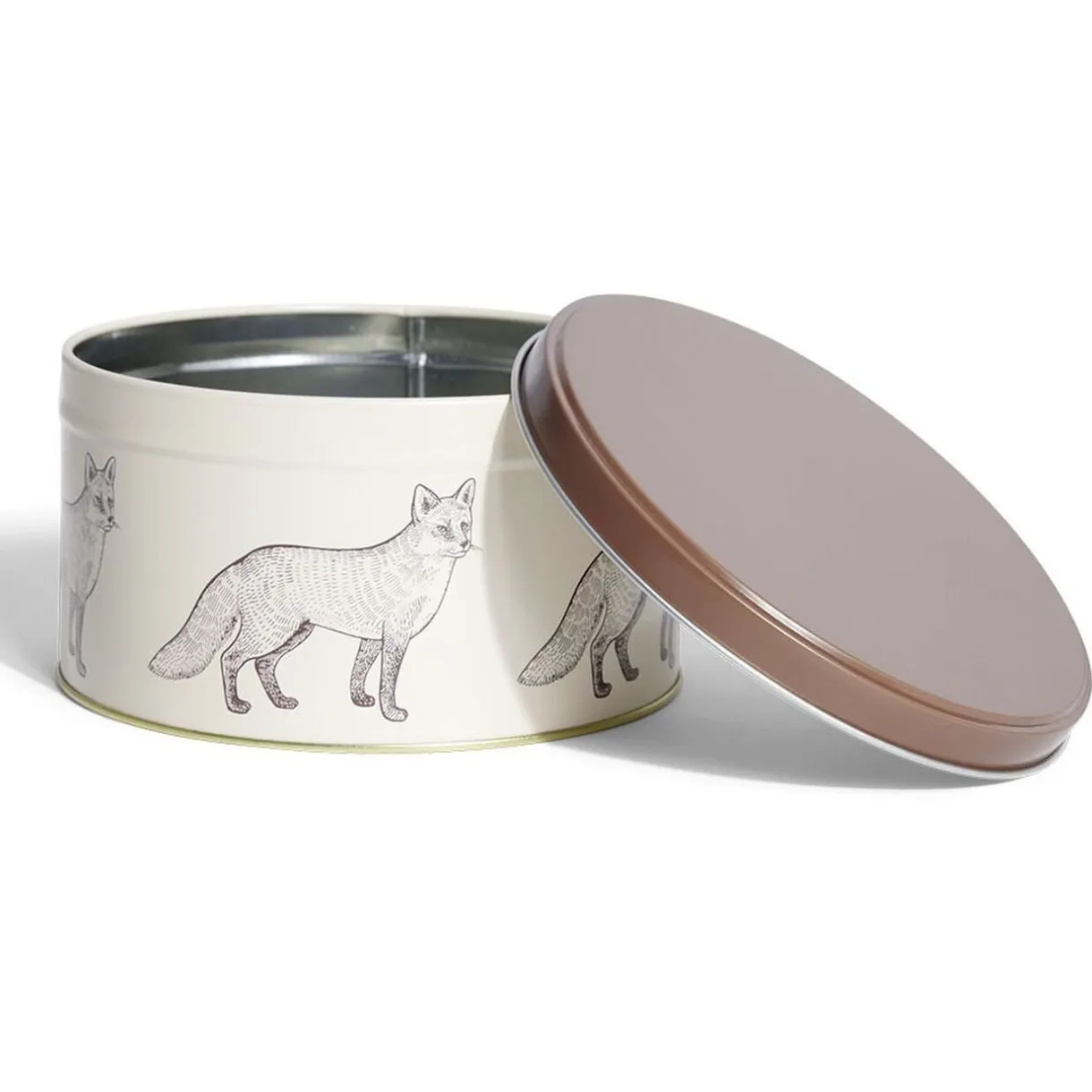 Boîte ronde en métal Ø13,5cm motif renard marron^Gifi Sale