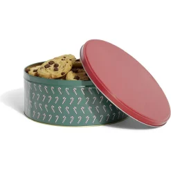 Boîte ronde en métal Ø22cm motif sucres d'orge rouge et vert^Gifi New
