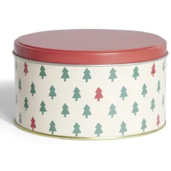 Boîte ronde en métal Ø13,5cm motif sapin vert et rouge^Gifi Outlet