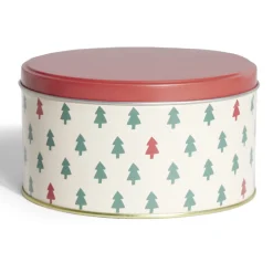 Boîte ronde en métal Ø13,5cm motif sapin vert et rouge^Gifi Outlet
