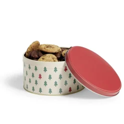 Boîte ronde en métal Ø13,5cm motif sapin vert et rouge^Gifi Outlet