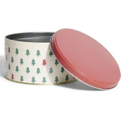 Boîte ronde en métal Ø13,5cm motif sapin vert et rouge^Gifi Outlet