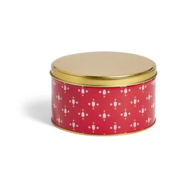 Boîte ronde en métal rouge irisé et doré Ø13,5xH7cm^Gifi Sale