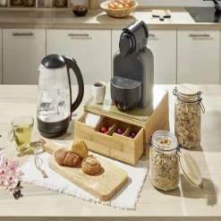 Boîte tiroir à dosettes en bambou et verre^Gifi Hot