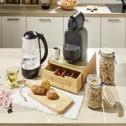 Boîte tiroir à dosettes en bambou et verre^Gifi Hot