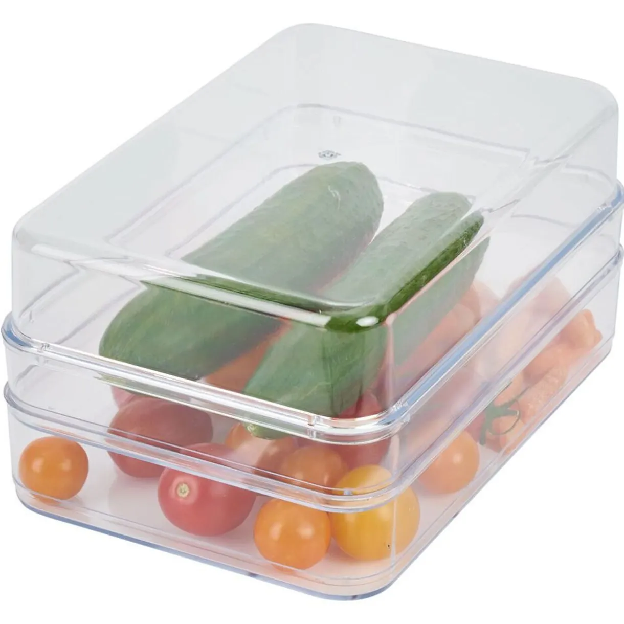 Boîte transparente à 2 niveaux pour frigo 2,5L - L.21,5x14,5xH10,5cm^Gifi Sale