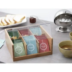 Boîtes à thé en bambou avec couvercle transparent^Gifi Clearance