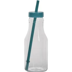 Bouteille en plastique avec paille colorée x10^Gifi Discount