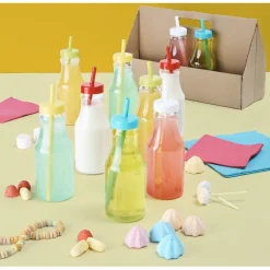 Bouteille en plastique avec paille colorée x10^Gifi Discount