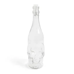 Bouteille Halloween 1L en verre forme tête de mort noire^Gifi