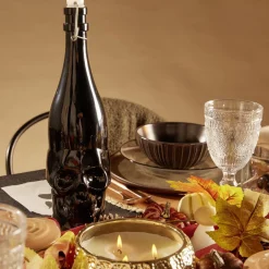 Bouteille Halloween 1L en verre forme tête de mort noire^Gifi Clearance