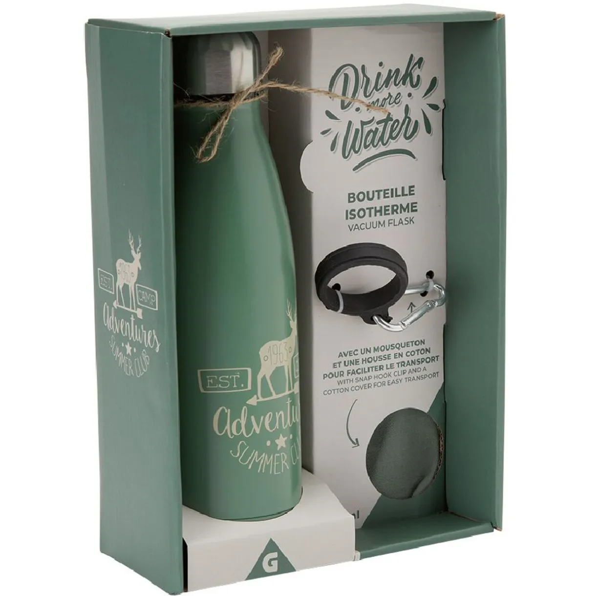 Bouteille isotherme inox avec housse et mousqueton 480 ml^Gifi Outlet