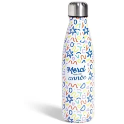 Bouteille isotherme Merci pour cette année 500ml inox 4 modèles^Gifi New