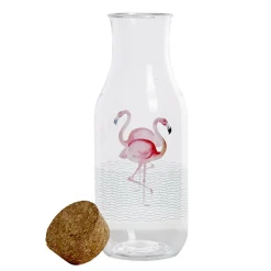 Bouteille transparente motif flamant rose avec bouchon liège^Gifi Sale