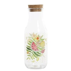 Bouteille transparente motif fruits exotiques bouchon liège^Gifi Outlet