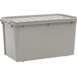 Rangement|Gifi Box de rangement à clips grise 70 L