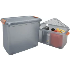 Rangement|Gifi Box de rangement à couvercle XXL 69 L gris
