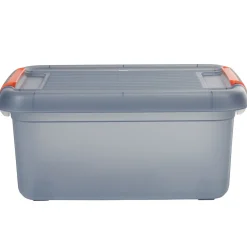 Rangement|Gifi Box de rangement 18 L gris bleu à clips oranges