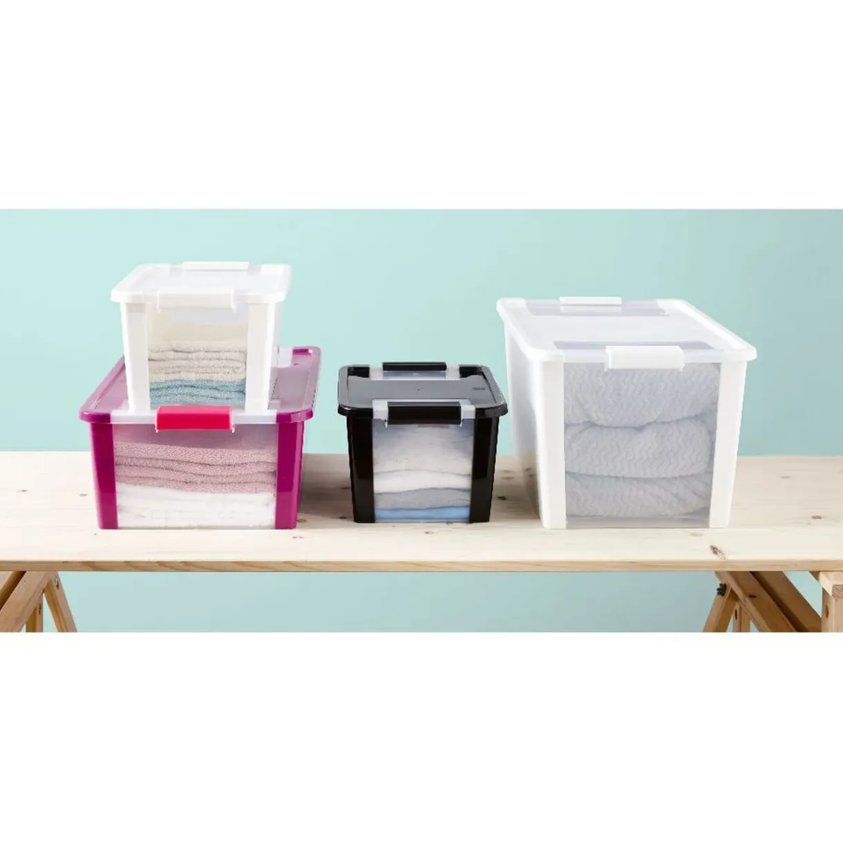 Rangement|Gifi Box de rangement 26 L rose fuchsia