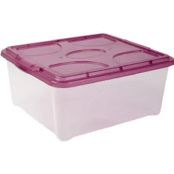 Rangement|Gifi Box de rangement 18 L transparent et violet
