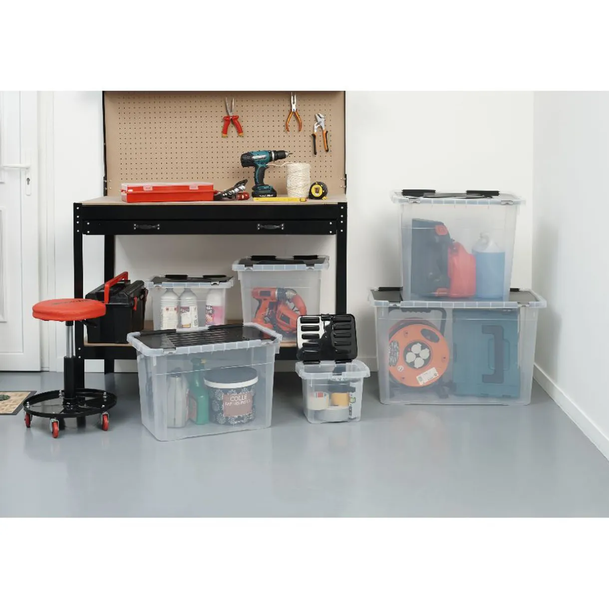 Rangement|Gifi Box de rangement 54 L transparent