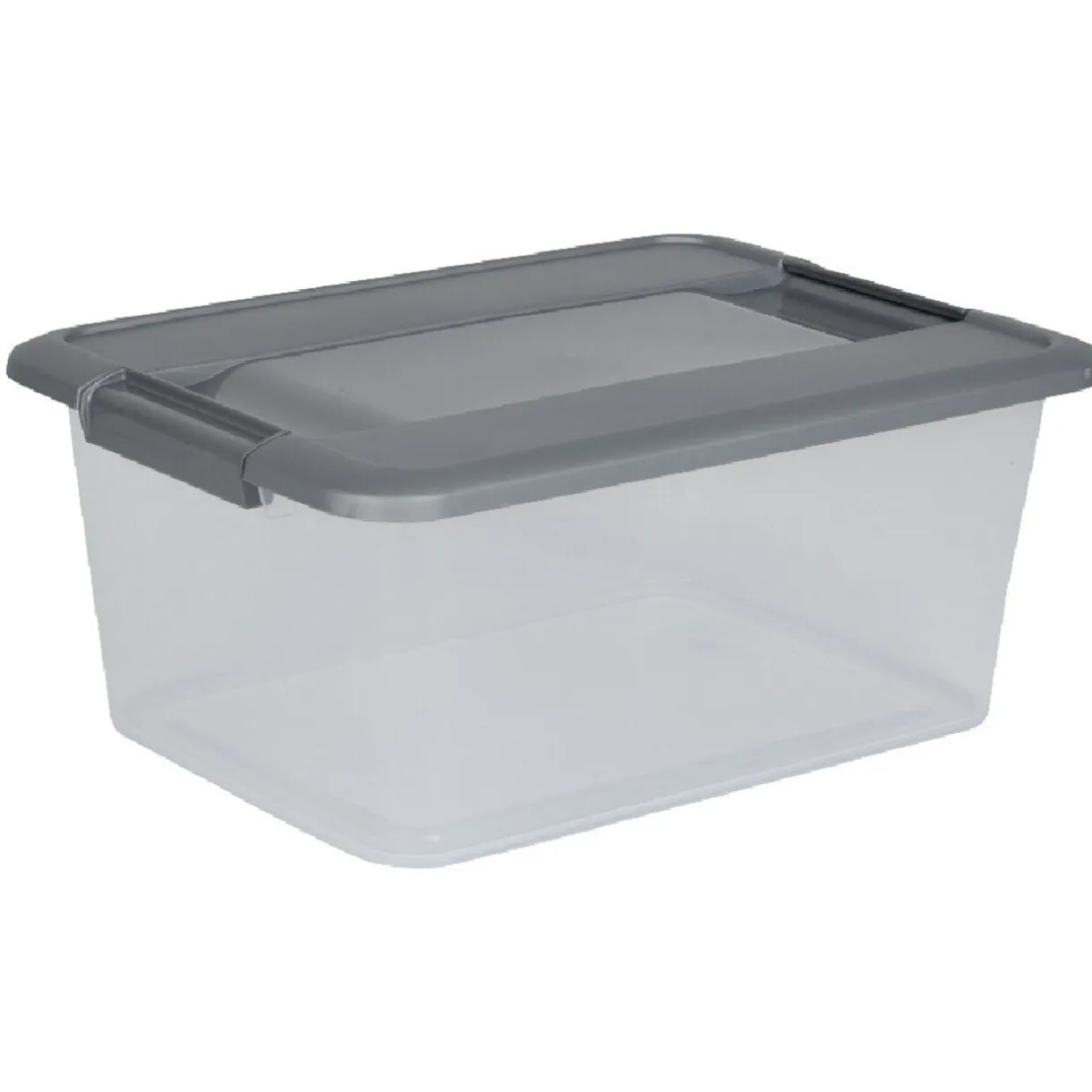 Rangement|Gifi Box de rangement A4 transparente couvercle gris poignées clips 12 L