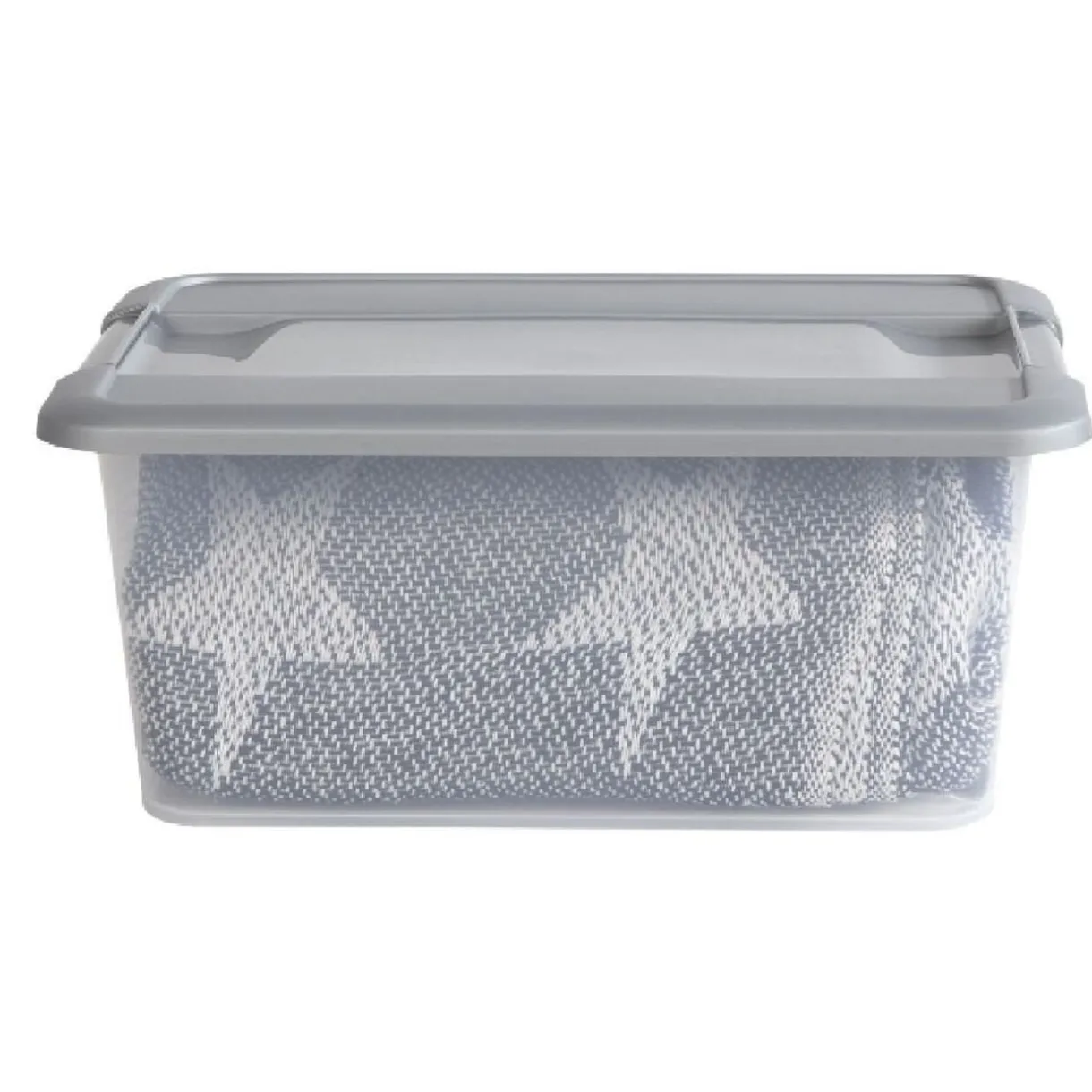 Rangement|Gifi Box de rangement A4 transparente couvercle gris poignées clips 12 L