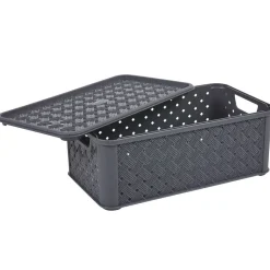 Rangement|Gifi Box de rangement Arianna effet tressé 4 L gris