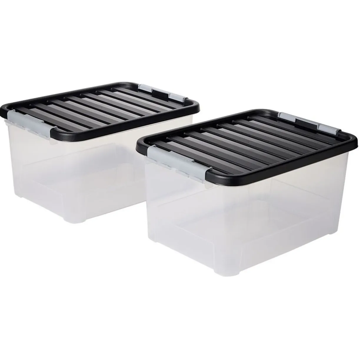 Rangement|Gifi Box de rangement avec fermeture clips 25L x2 - 44x31xH23cm