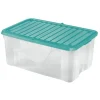 Rangement|Gifi Box de rangement blanc transparent couvercle papillon bleu 40L