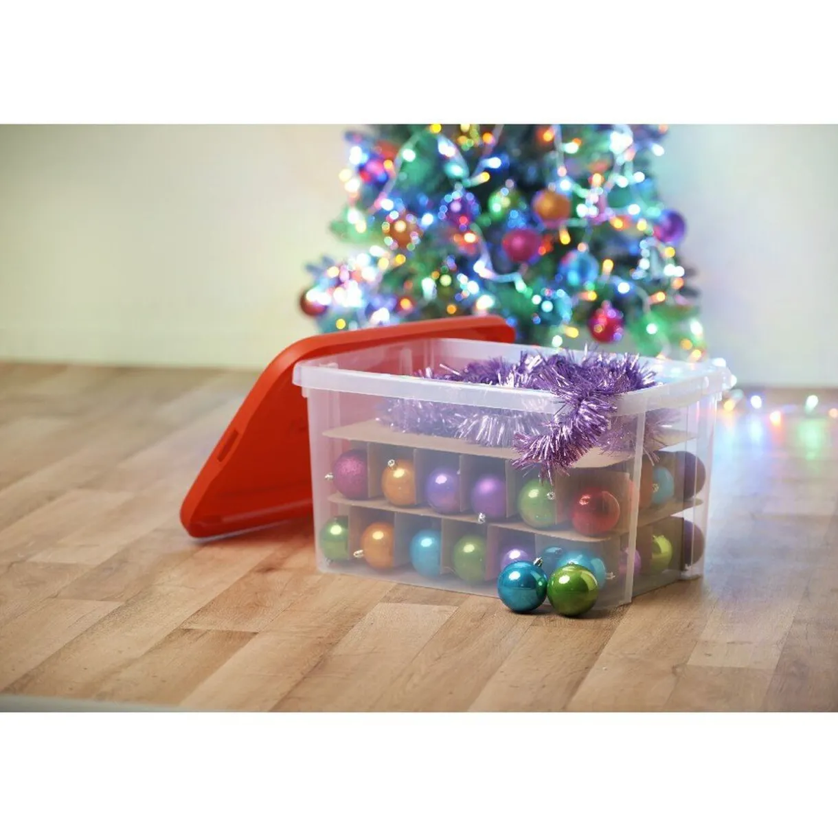Rangement|Gifi Box de rangement boules de Noël 50 L