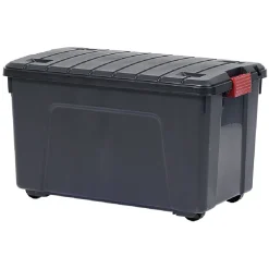 Rangement|Gifi Box de rangement brico 4 roulettes fermeture à clips 110L