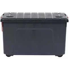 Rangement|Gifi Box de rangement brico 4 roulettes fermeture à clips 110L