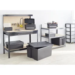 Rangement|Gifi Box de rangement brico avec couvercle haute résistance 150 L