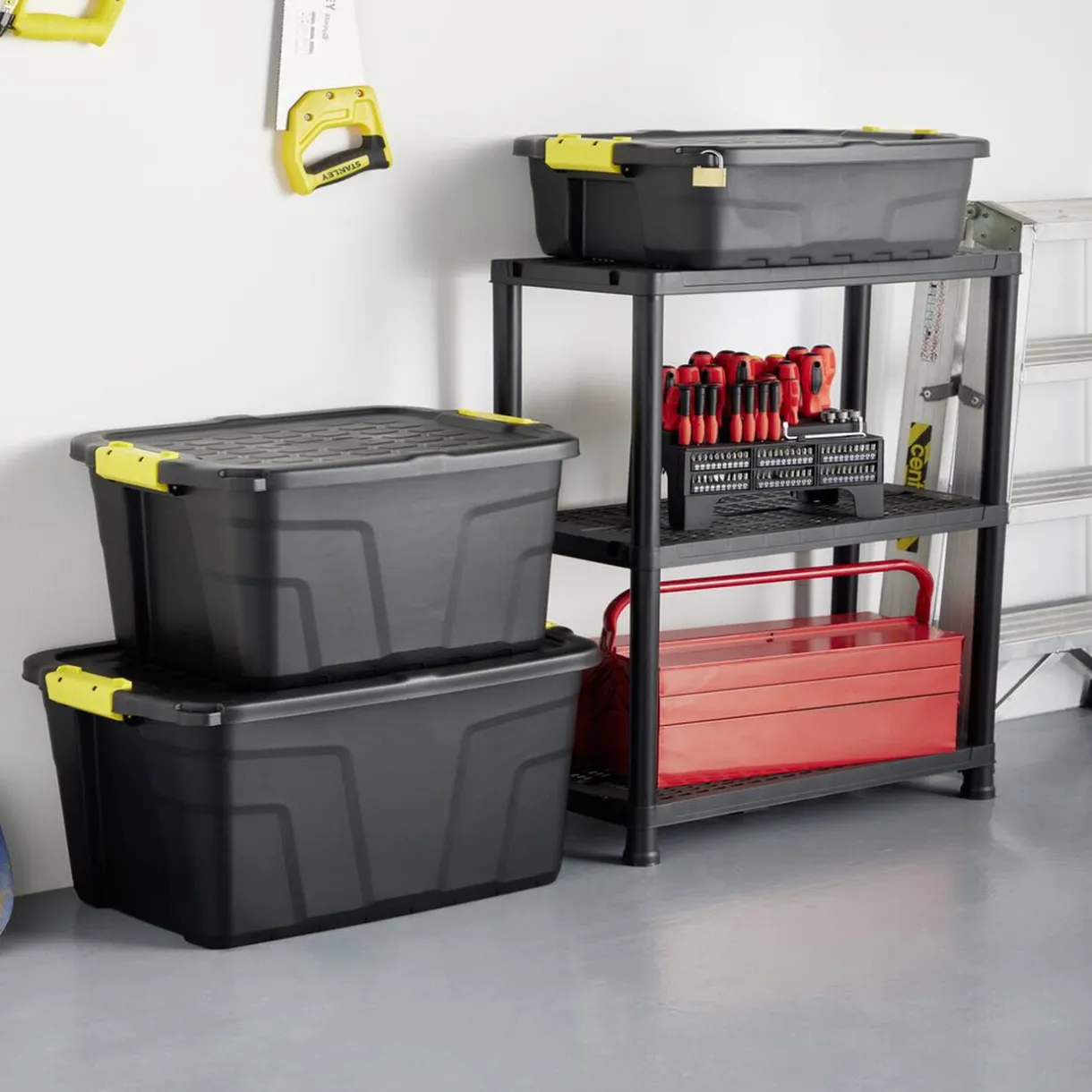 Rangement|Gifi Box de rangement brico noir 42L