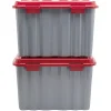 Rangement|Gifi Box de rangement bricolage 54 L gris et rouge x2