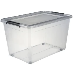 Rangement|Gifi Box de rangement couvercle clips transparent 60 L x3