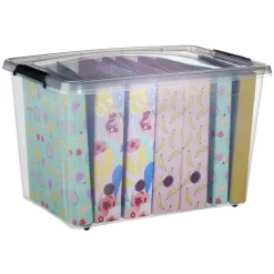 Rangement|Gifi Box de rangement couvercle clips transparent 60 L x3