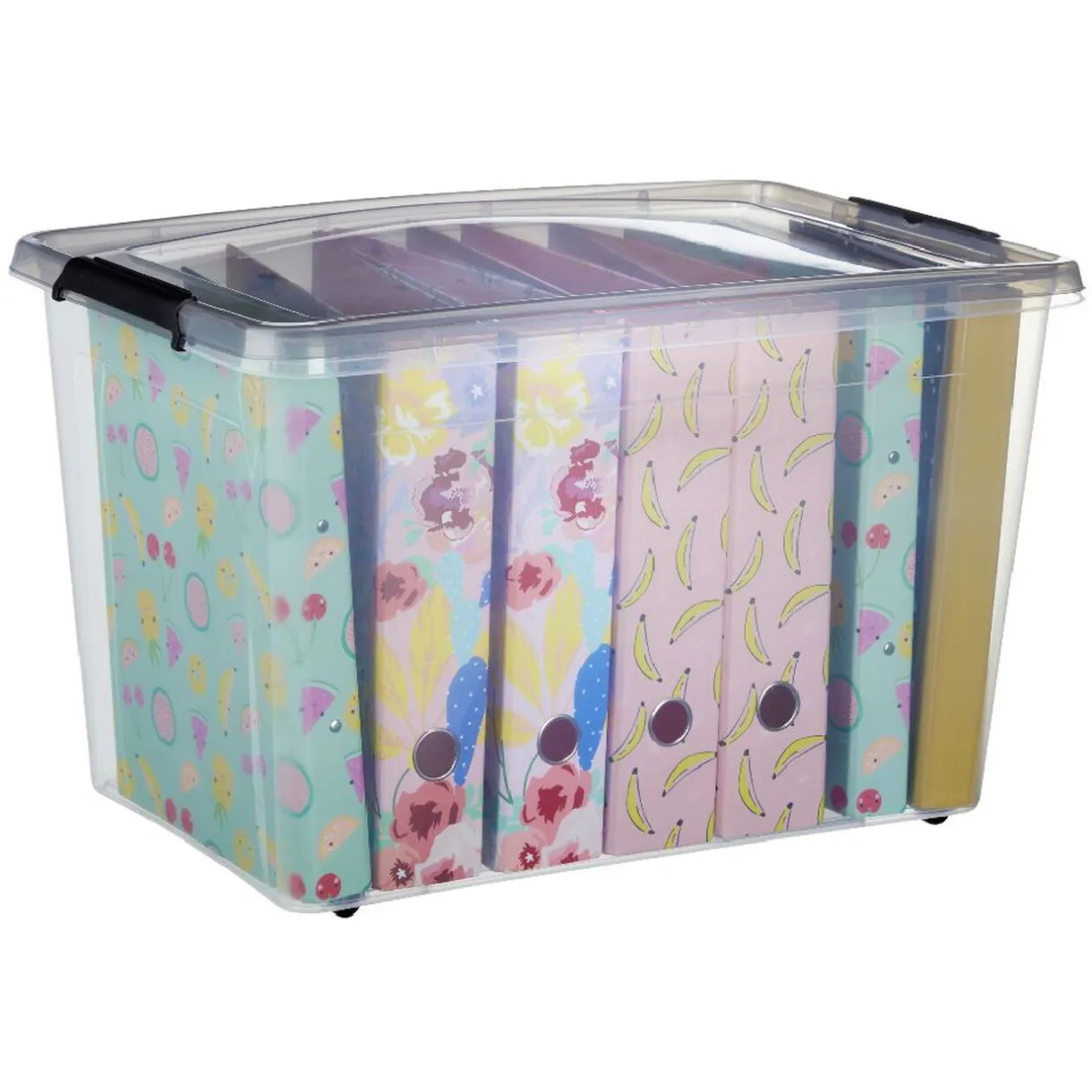 Rangement|Gifi Box de rangement couvercle clips transparent 60 L x3