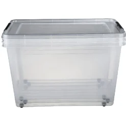 Rangement|Gifi Box de rangement couvercle clips transparent 60 L x3