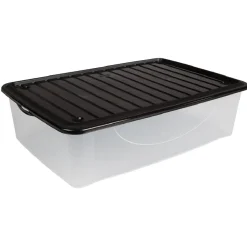 Rangement|Gifi Box de rangement dessous de lit transparent couvercle noir 27L