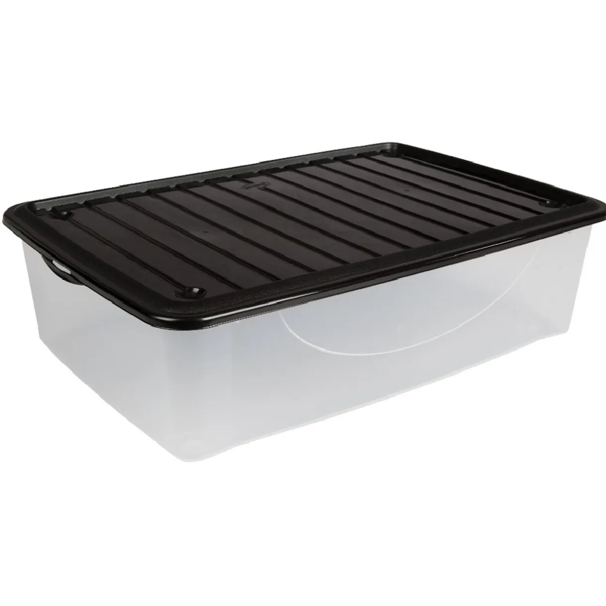 Rangement|Gifi Box de rangement dessous de lit transparent couvercle noir 27L