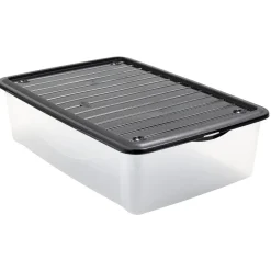 Rangement|Gifi Box de rangement dessous de lit transparent couvercle noir 27L