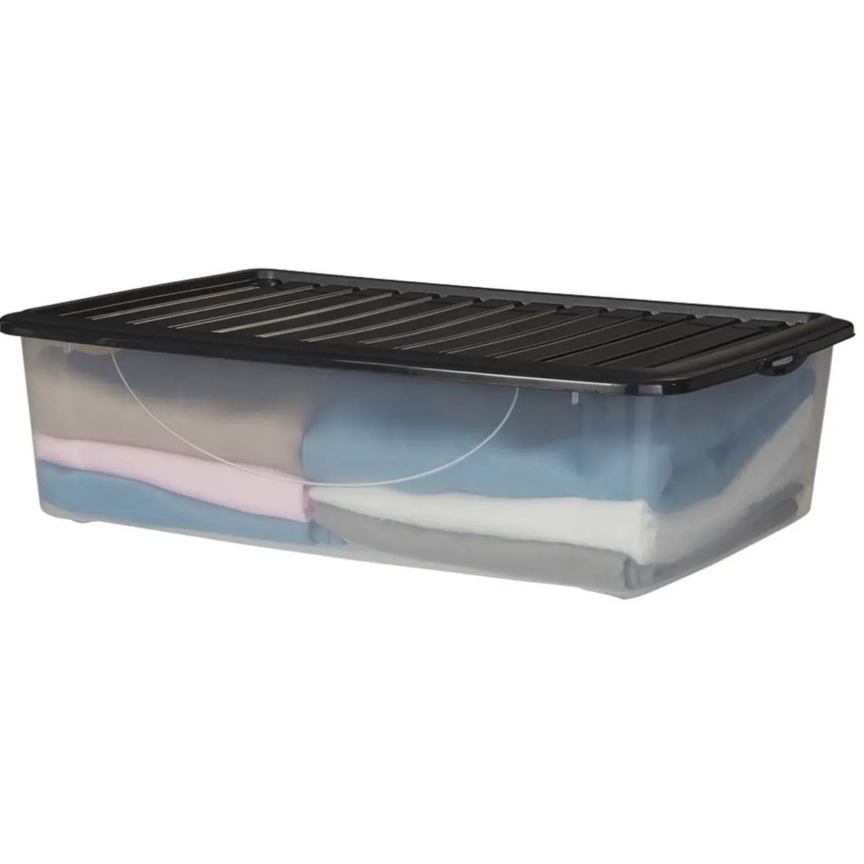 Rangement|Gifi Box de rangement dessous de lit transparent couvercle noir 27L