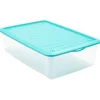 Rangement|Gifi Box de rangement dessous de lit transparent couvercle bleu 27L