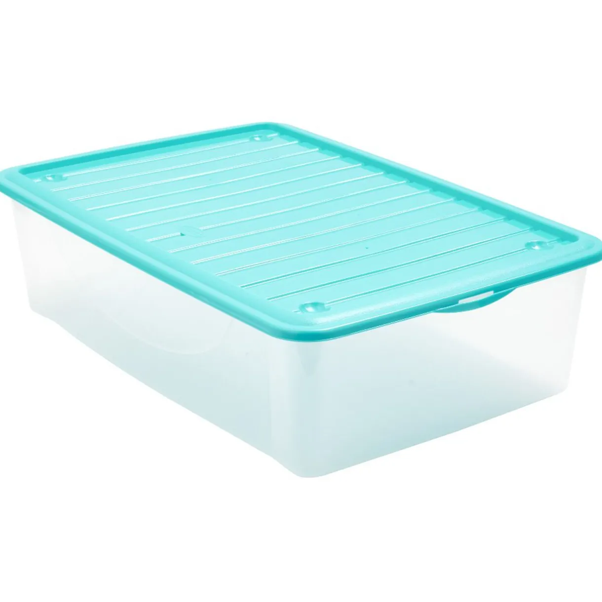 Rangement|Gifi Box de rangement dessous de lit transparent couvercle bleu 27L