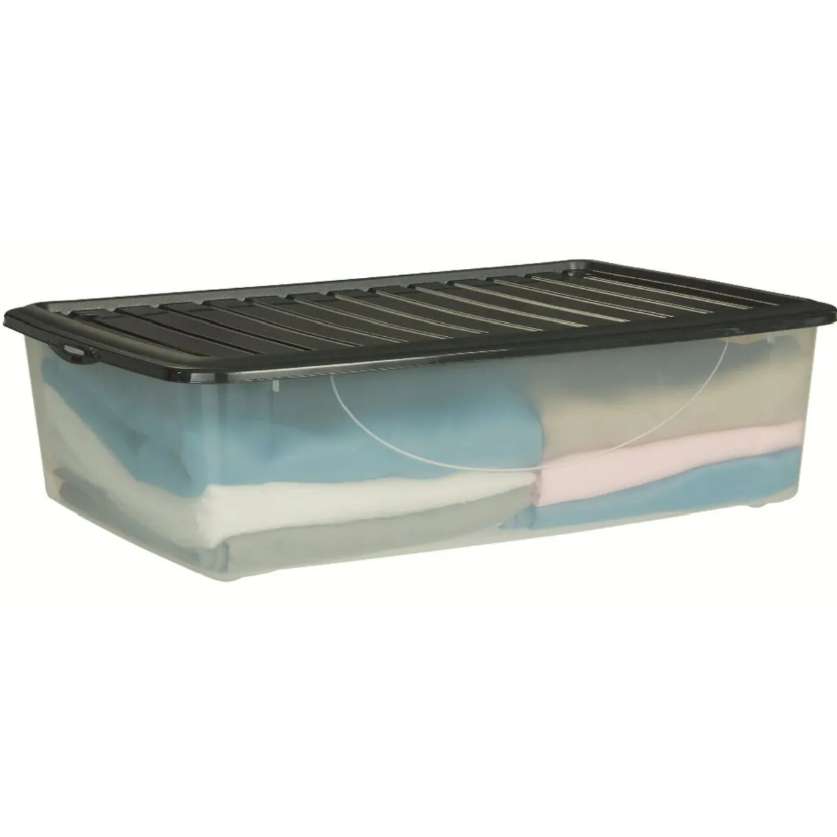 Rangement|Gifi Box de rangement dessous de lit transparent couvercle bleu 27L