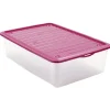Rangement|Gifi Box de rangement dessous de lit transparent couvercle rose 27L