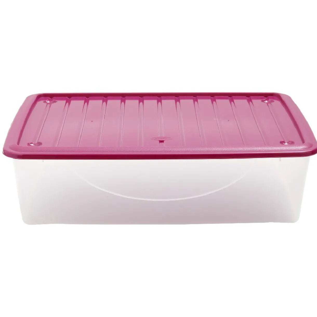 Rangement|Gifi Box de rangement dessous de lit transparent couvercle rose 27L