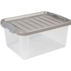 Entretien Du Linge|Gifi Box de rangement grise 14 L à clip